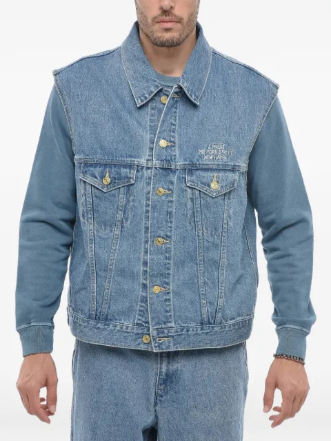 J.PRESS embroidered-logo sleeveless denim jacket Blue JROASS0060DE073