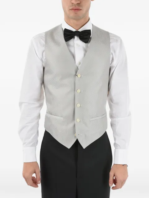 Corneliani micro-pattern martingale waistcoat Silver 77CZ506167168023