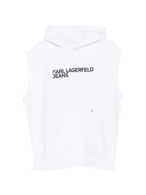 Karl Lagerfeld Jeans sleeveless logo-print hoodie White B2M20029
