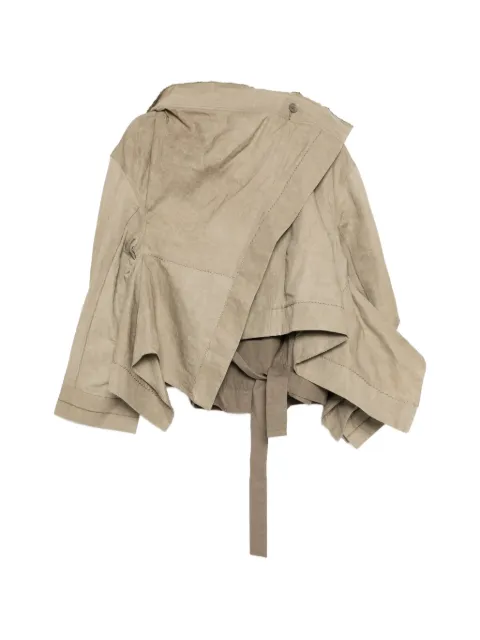 YEHUAFAN draped tie-fastening jacket Neutrals 1053