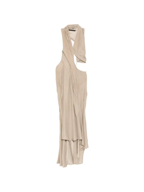YEHUAFAN draped dress Brown 1096WLNT