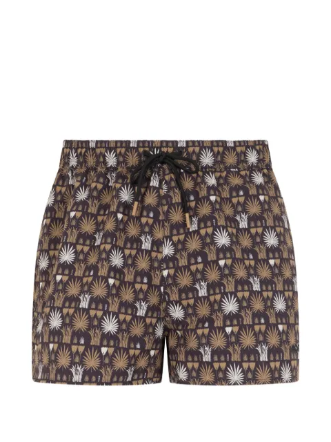 BOSS palm-leaf print swim shorts Brown 50539294
