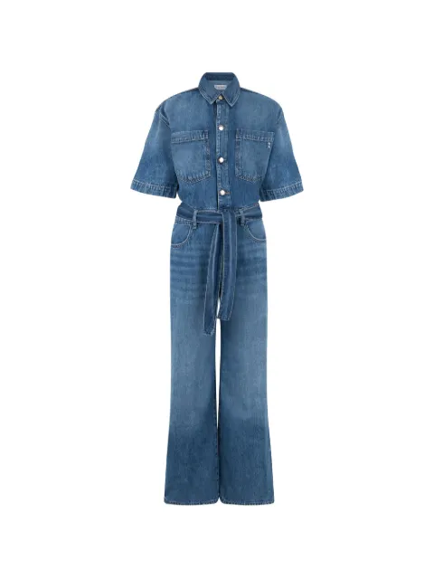 ICON DENIM Duna belted short-sleeve denim jumpsuit Blue ID8841