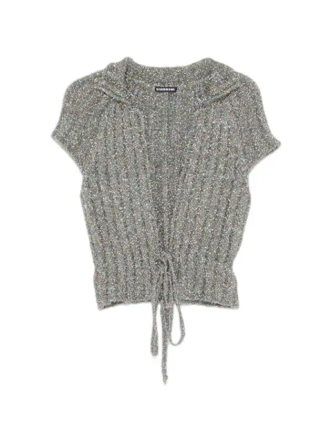 SUSANNE BOMMER glitter-effect tie-fastening cardigan Grey 23830920