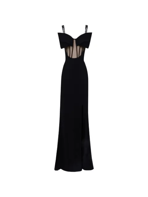 Gemy Maalouf bow-detail sheer-corset dress Black EDR241878LD