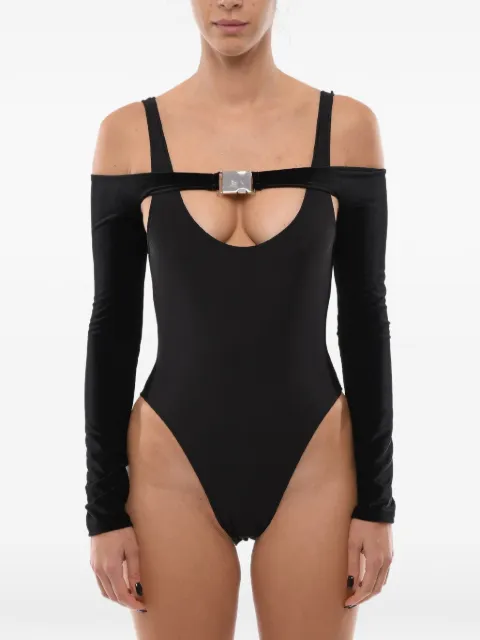 David Koma buckle-detail cutout bodysuit Black AW22DK23BSVEBLK