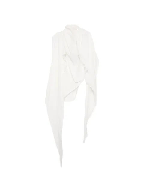 YEHUAFAN frayed draped cardigan White 10108