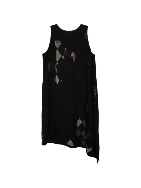 Y's argyle-print asymmetric dress Black YKD16211