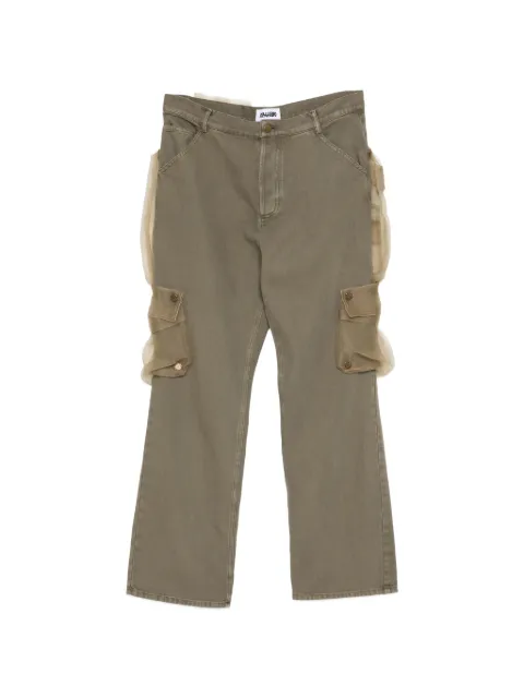 Magliano tulle-overlay cargo pants Green MGSS26PA03012