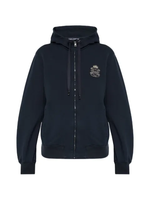 Dolce & Gabbana logo-patch zip-up hoodie Blue G9BGDZG7PZT
