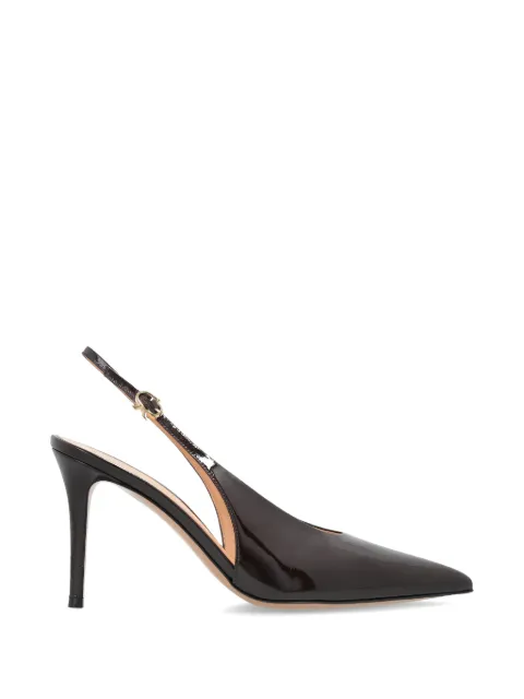 Gianvito Rossi Robbie patent-leather slingback pumps Brown G9546185RICNUI