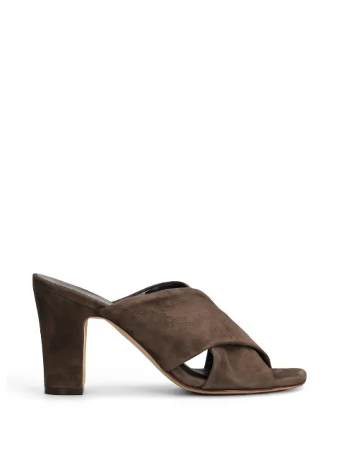 Julie Dee crossover-strap suede mules Brown ME615