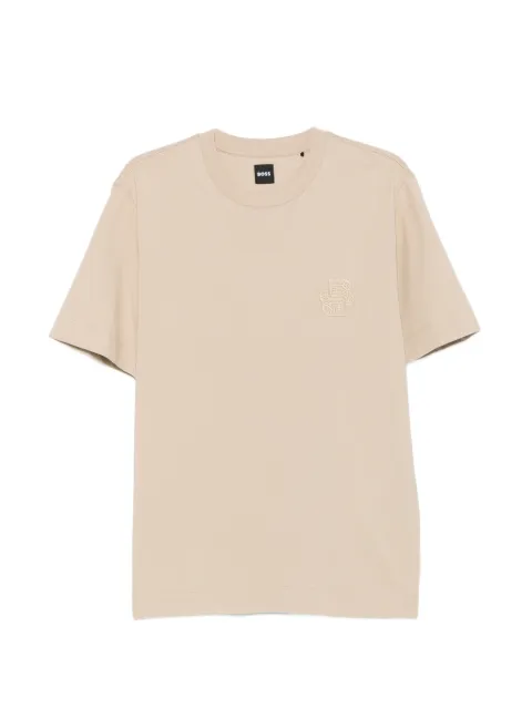 BOSS logo-embroidered T-shirt Neutrals 50560328