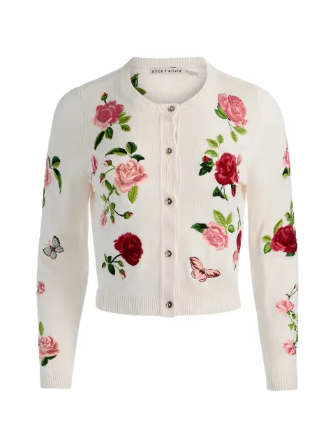 alice + olivia floral-embroidered cardigan Neutrals CC604532706