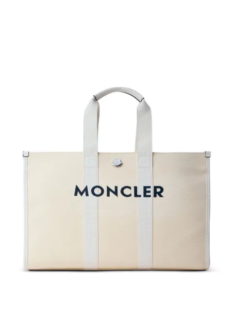 Moncler logo-embroidered tote bag Neutrals L109A5D00007M9781