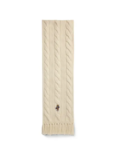 Polo Ralph Lauren Polo Bear cable-knit scarf White 455P18119003