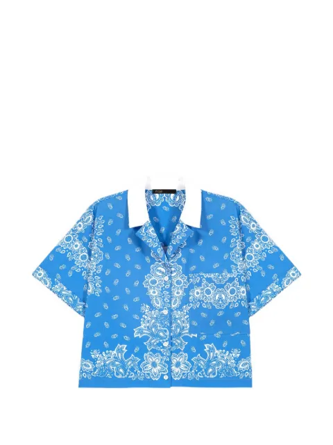 Maje contrast collar printed shirt Blue MFPCM00756