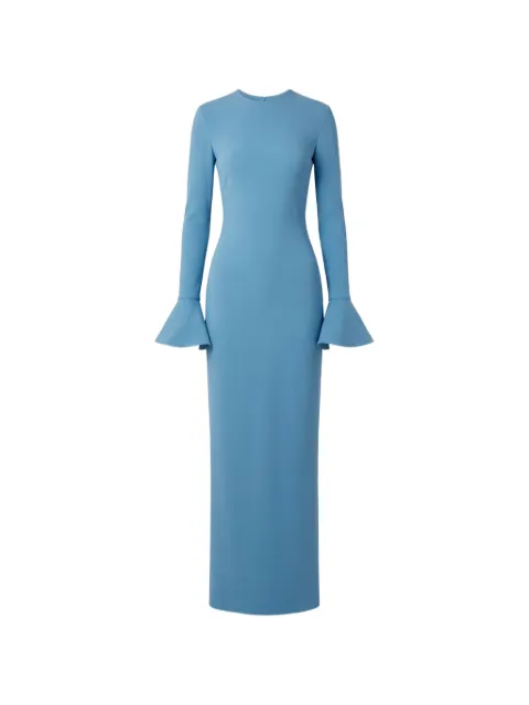 Solace London The Alicia maxi flared-cuff dress Blue OS47023