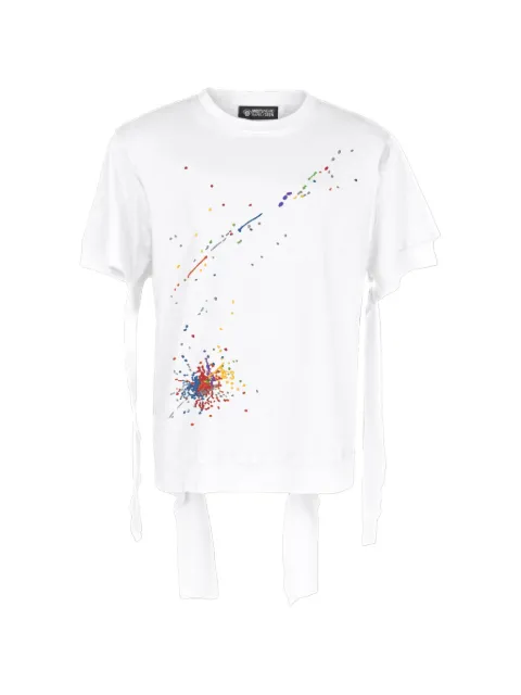 Mostly Heard Rarely Seen deconstructed paint-embroidered T-shirt White MH08BFT02