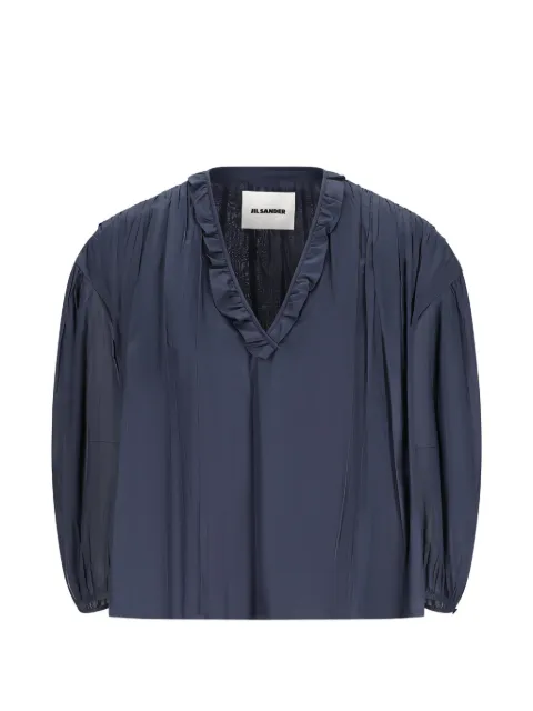 Jil Sander ruffled pleated blouse Blue J02NC0298J45326