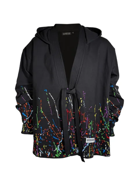 Mostly Heard Rarely Seen paint-embroidered kimono hoodie Black MH08BFX02