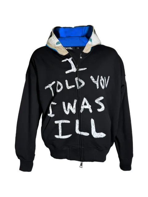 Haculla graphic-print zip-up hoodie Black HA08BFKH03