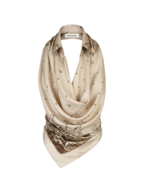 Monse printed halterneck blouse Neutrals MS260534SAS