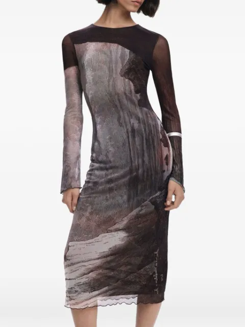 Desigual printed long-sleeve midi dress Brown 25WWVK01MA6044