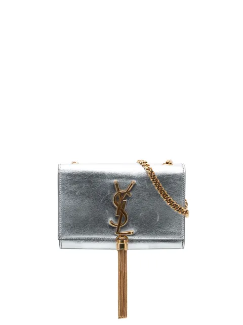 Saint Laurent Pre-Owned 2014 Small Metallic Calfskin Monogram Kate Tassel crossbody bag Silver UBRCJRKQZNSI1EY6