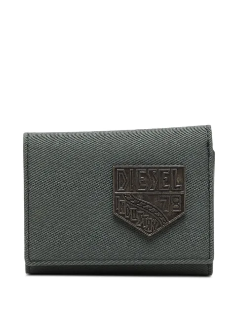 Diesel tri-fold logo-patch wallet Green X10847P9148