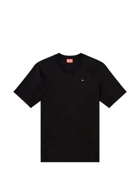 Diesel V-neck T-shirt with micro logo embroidery Black A242490AIJU
