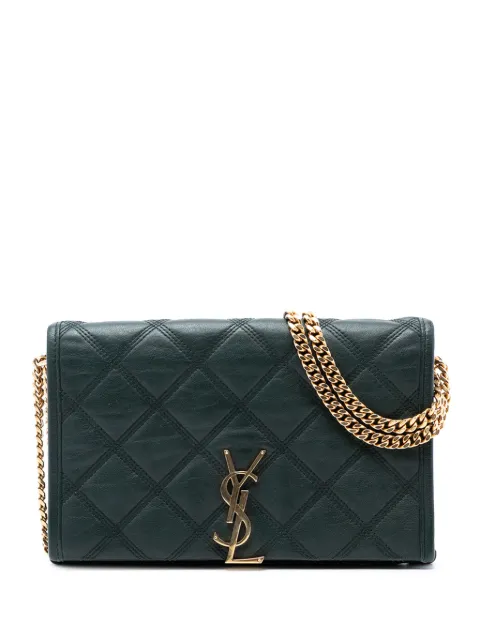 Saint Laurent Pre-Owned 2013-2025 Quilted Lambskin Diamond Becky Chain Wallet shoulder bag Green CCLVFUEUJ7YYUVP2