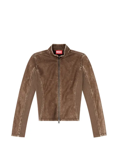 Diesel biker jacket with rib-knit inserts Brown A233800NJCJ