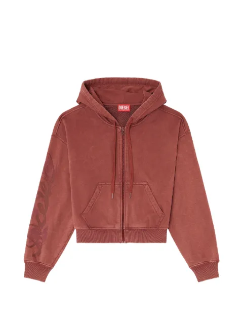 Diesel zip-up hoodie with puff-print floral logo Red A236260TBCS