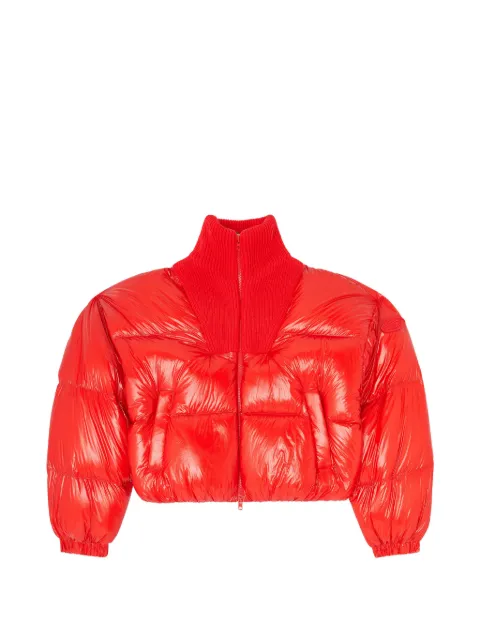 Diesel down puffer jacket in ripstop with knitted collar Red A233900BKCP