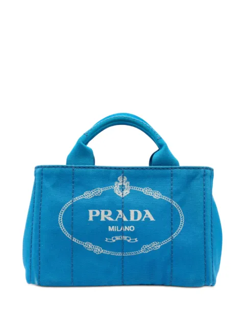 Prada Pre-Owned 2013-2026 Small Canvas Canapa Logo satchel Blue S33P91HFTUXH3DCV