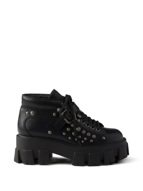 Prada Monolith studded leather booties Black 1T487OFG055V69