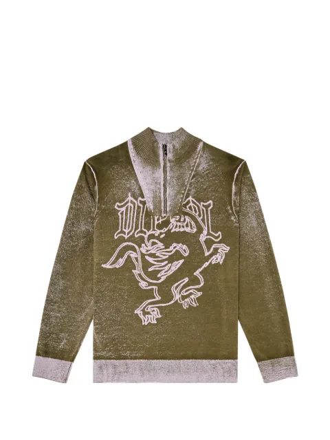 Diesel griffin-motif half-zip sweater Green A242440TKAU