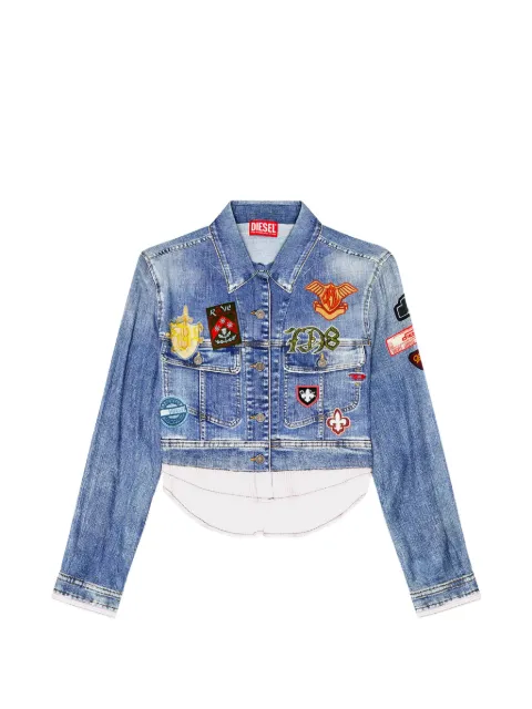 Diesel cropped satin shirt with trompe-l’oeil denim print Blue A240170BKCU