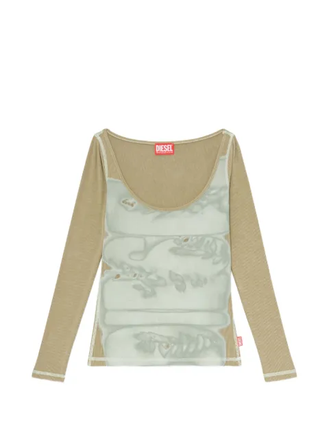 Diesel ribbed-knit digital-print top Neutrals A231980ADCT