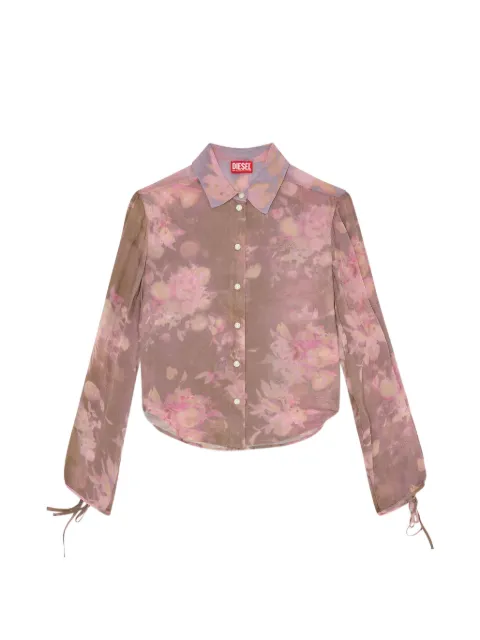 Diesel chiffon shirt with all-over floral print Brown A233470BKCR