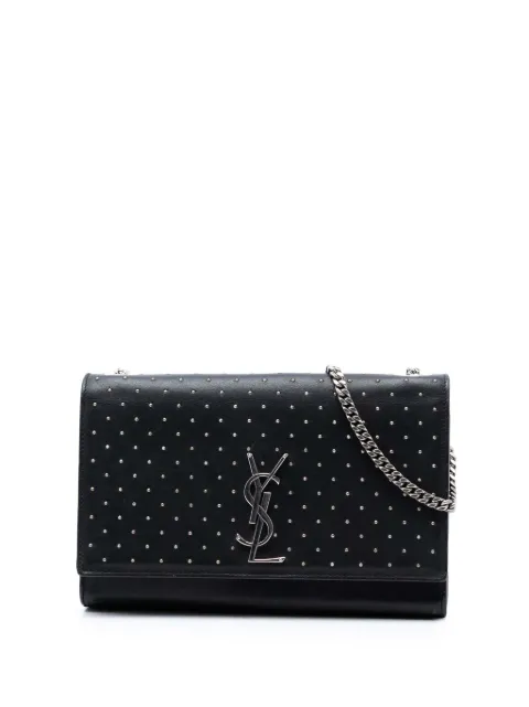 Saint Laurent Pre-Owned 2014 Medium Leather Studded Monogram Kate crossbody bag Black 3ZW2GFWWMZTANGT7