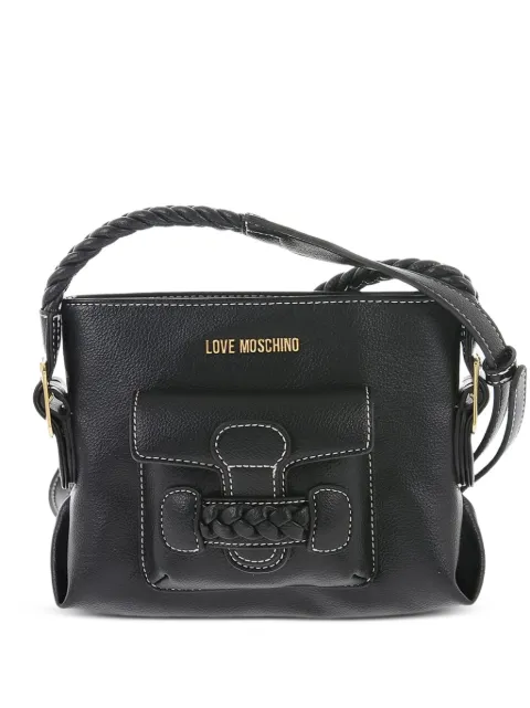 Moschino braided-detail contrasting-stitch tote bag Black JC4219PP0GKJ0000