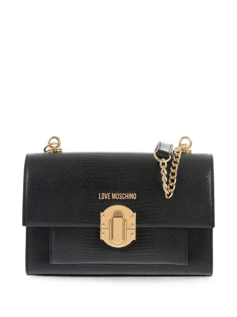 Moschino logo-plaque chain-link cross body bag Black JC4297PP0GKU0000