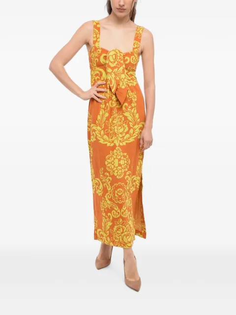 ALEMAIS Alby floral-print midi dress Orange 1179DCOTA