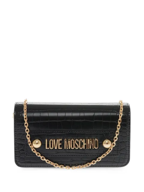 Love Moschino crocodile-effect logo-emebllished shoulder bag Black JC5708PP0FKS