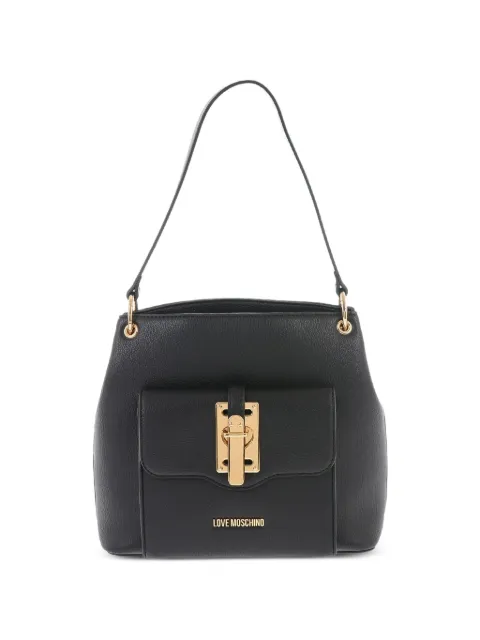 Love Moschino grained-effect logo-plaque shoulder bag Black JC4315PP0GKW0
