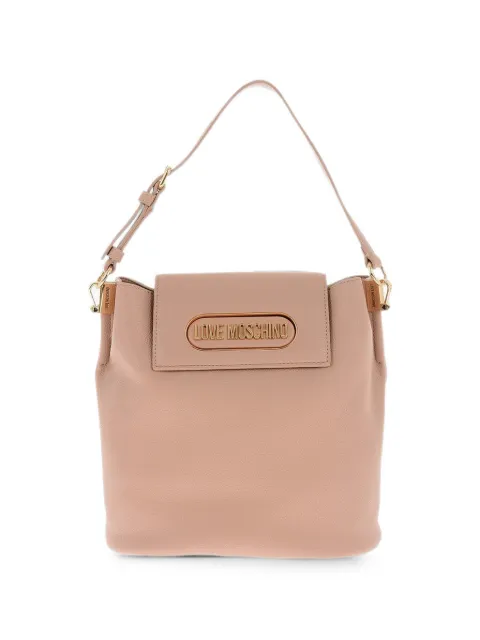 Love Moschino logo-plaque pebbled-effect shoulder bag Neutrals JC4399PP0FKP0