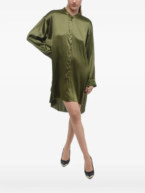 Mr.Mrs Shirt Gioia asymmetric-hem satin shirt Green GIOIASILK21