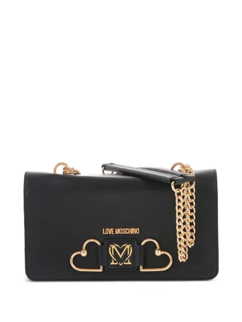 Love Moschino heart leather shoulder bag Black JC4436PP0FKT0